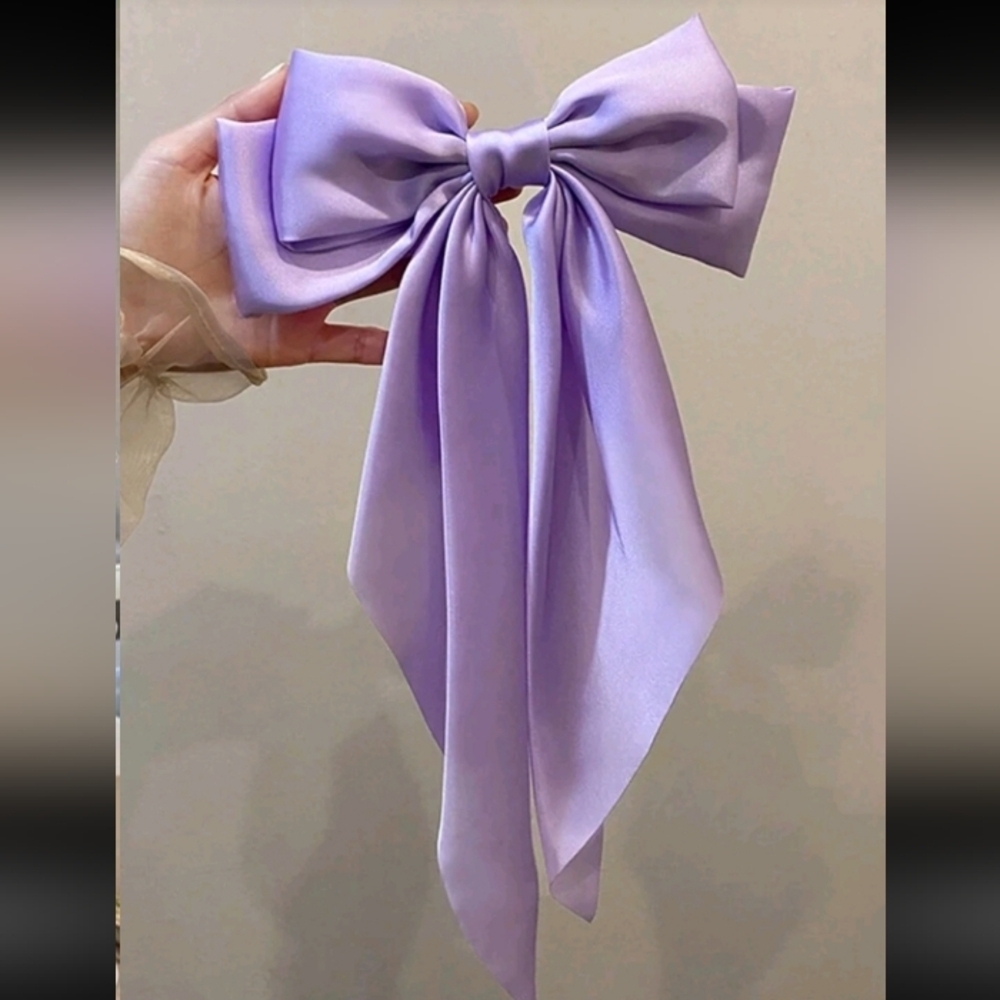Lavender Extra Large Hair Bow Satin Clip - Picture 2 of 6